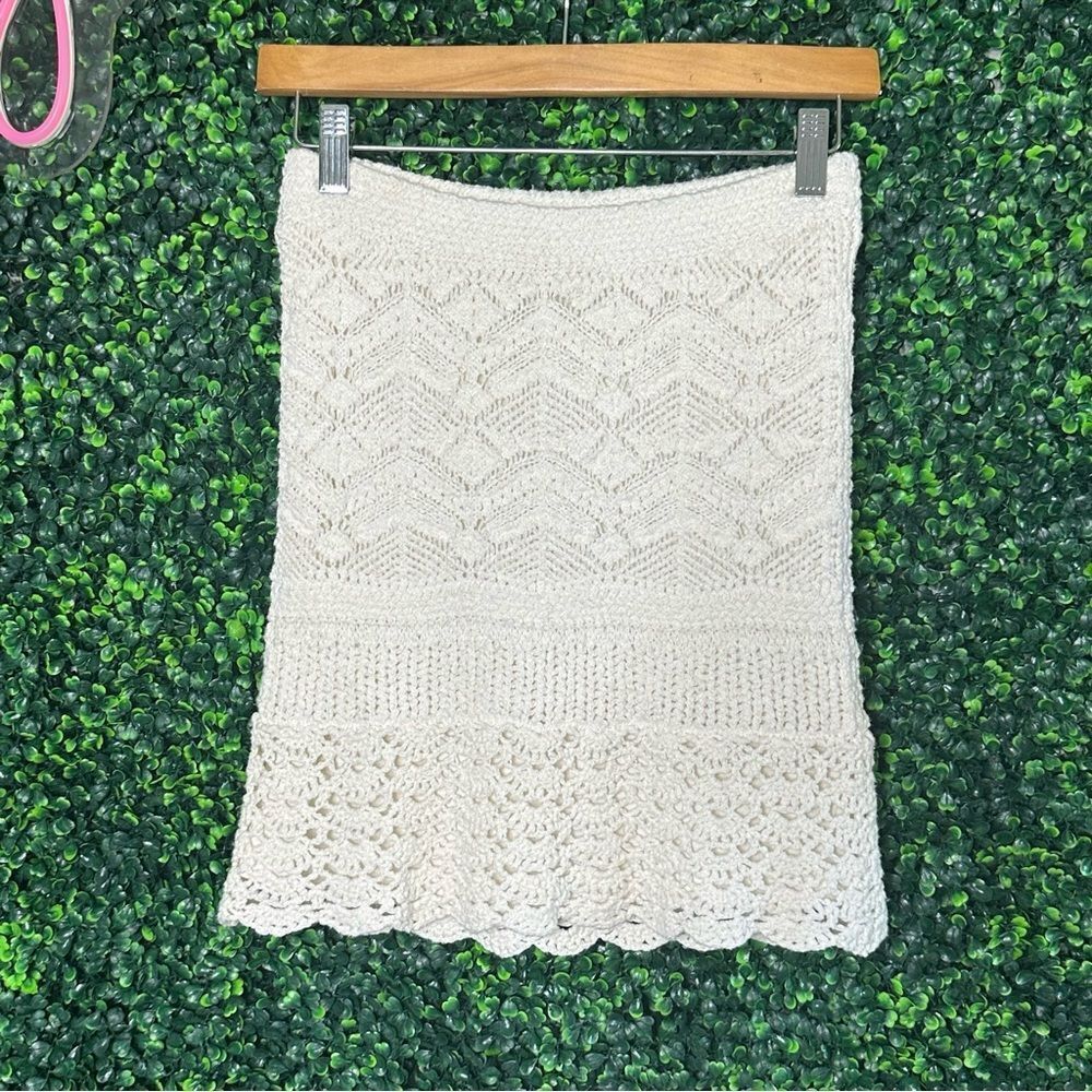 Hollister Crochet Knit Creme Skirt Sz S